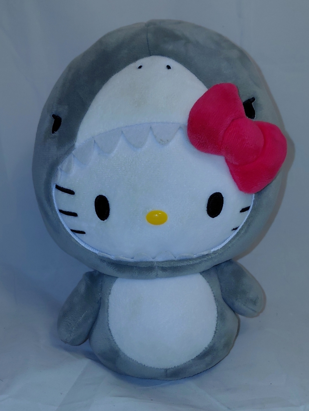 Jaws Hello Kitty Plush in Gray Shark Outfit with Pink Bow